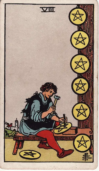 Eight of Pentacles tarot card