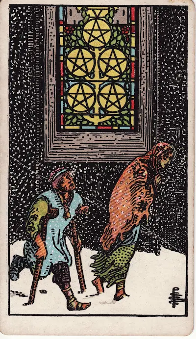 Five of Pentacles tarot card