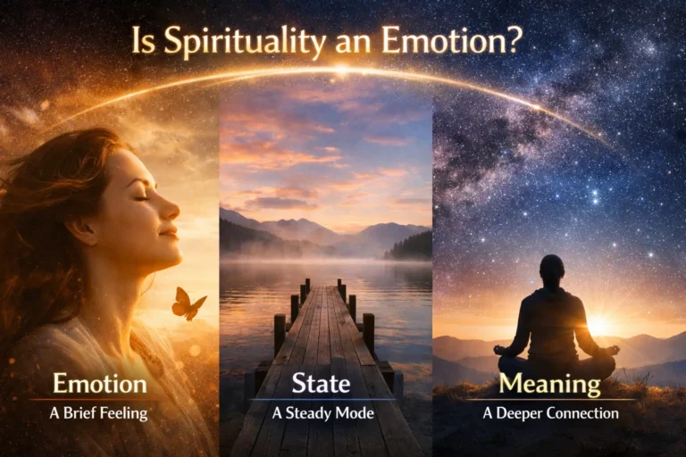 Visual guide showing emotion, state, and meaning to explain whether spirituality is an emotion