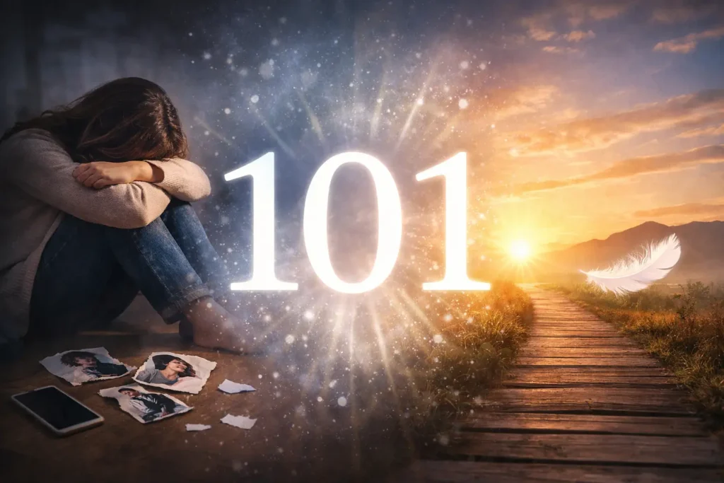 101-angel-number-after-breakup-meaning 101 angel number after breakup illustration showing emotional healing, closure, and a new beginning after a relationship ends
