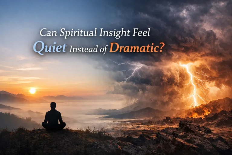 A calm spiritual insight contrasted with a dramatic storm, illustrating that spiritual insight can feel quiet instead of intense or dramatic.