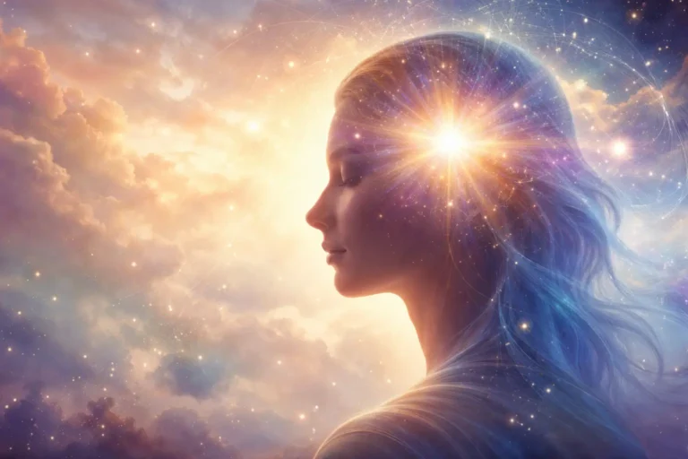 Person in profile with a glowing light at the forehead, symbolizing spiritual insight that feels meaningful before it is fully understood