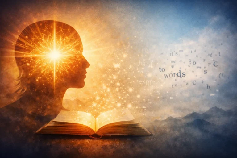 A person experiencing spiritual insight that feels clear inwardly but difficult to put into words