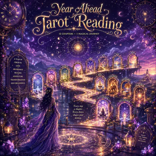 Year Ahead Tarot Reading — discover the themes and timing unfolding over the year ahead