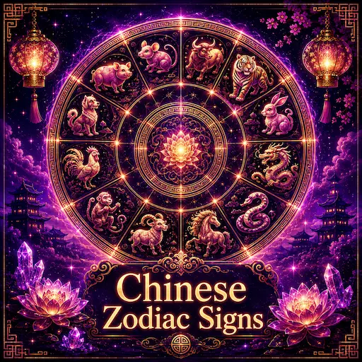 Chinese zodiac signs with the 12 animal signs from Rat to Pig